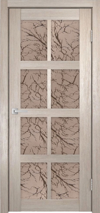Фото Межкомнатная дверь Легенда К-8 тон Кремовая лиственница Остекление Гранит бронза